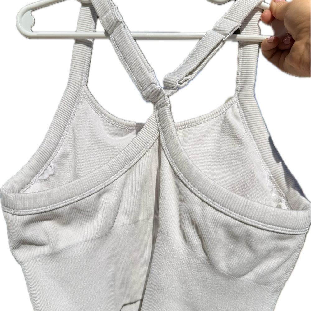 Alo White Ribbed Sports Bra - Picture 2 of 3